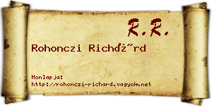 Rohonczi Richárd névjegykártya