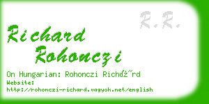 richard rohonczi business card